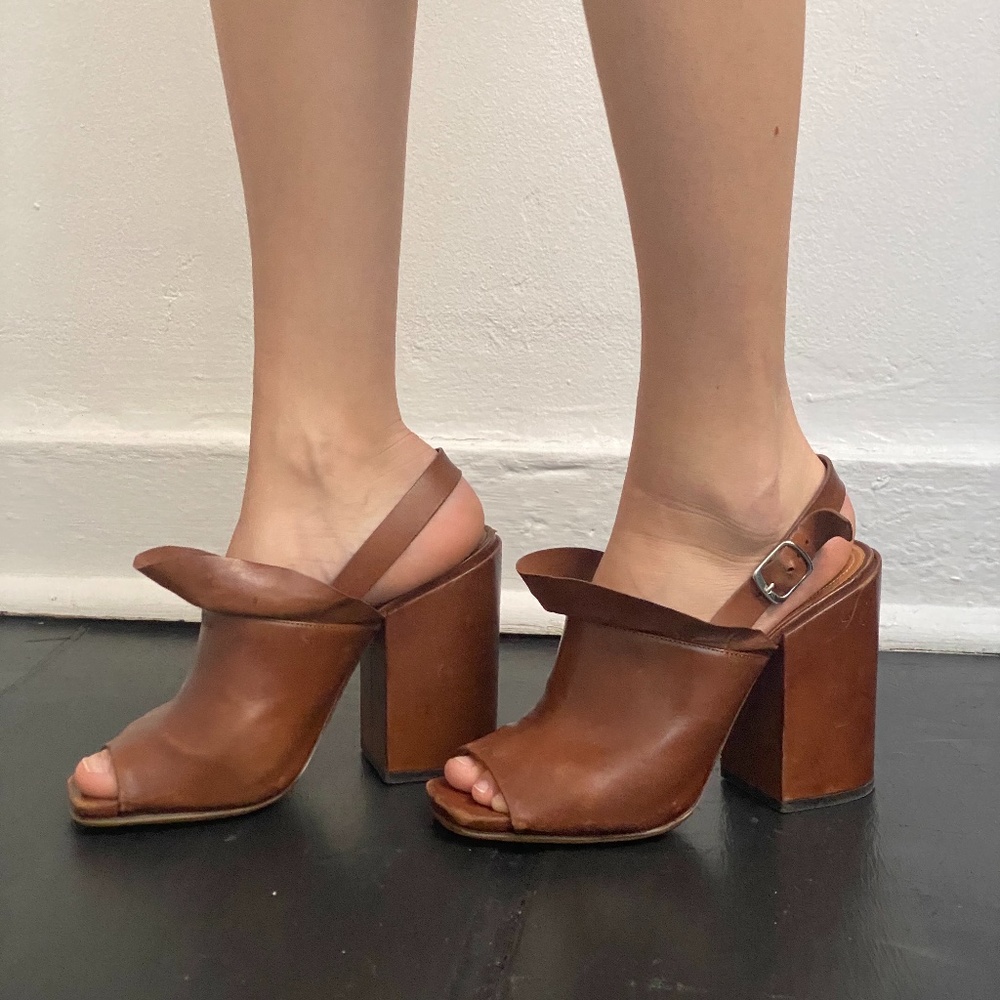 Brown Dries Van Noten leather wedges